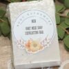 Mens Goat Milk Exfoliating Soap Bar packaged and displayed with logo facing