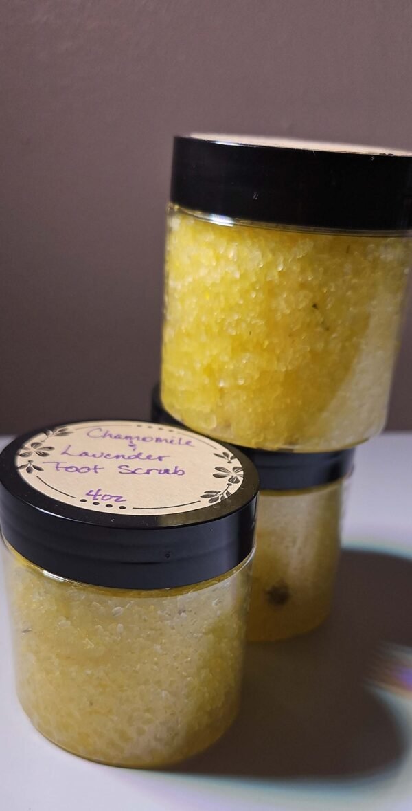 chamomile lavender scented organic foot scrub